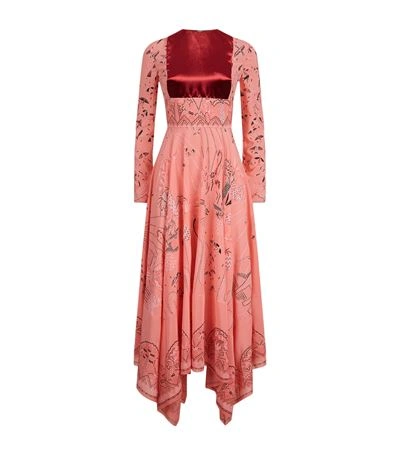 Shop Valentino Velvet Panel Printed Dress