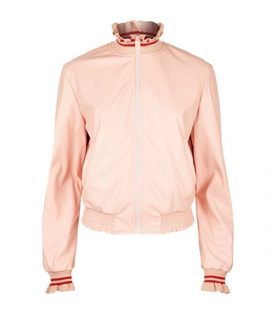 Pinko Ruffled Collar Bomber Jacket In Beige