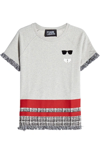 Karl Lagerfeld Cotton Boucle Sweatshirt In Grey