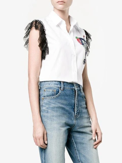 Shop Dolce & Gabbana Sleeveless Embroidered Shirt In White