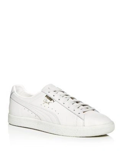 Shop Puma Clyde Natural Lace Up Sneakers In White