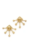 Rebecca Minkoff Pyramid Fan Stud And Jacket Earrings In Gold