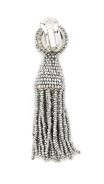 Shop Oscar De La Renta Short Tassel Earrings In Silver