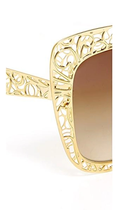 Shop Dolce & Gabbana Lace Sunglasses In Gold/brown