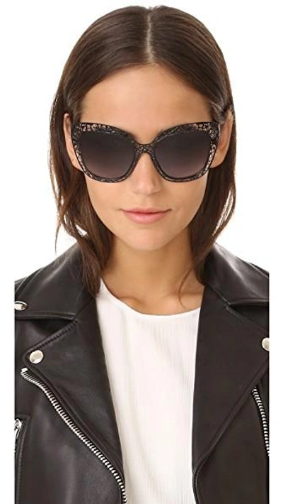 Shop Dolce & Gabbana Lace Sunglasses In Black/grey