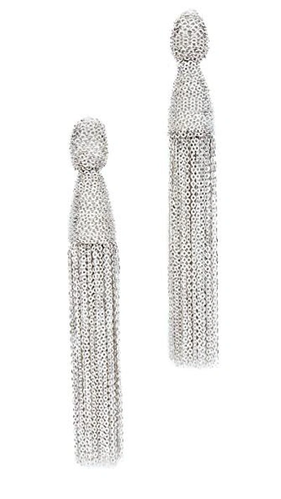 Shop Oscar De La Renta Classic Chain Tassel Earrings In Silver