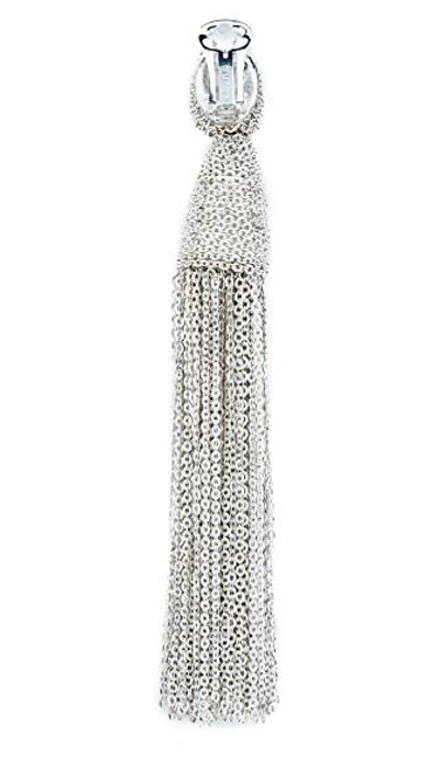 Shop Oscar De La Renta Classic Chain Tassel Earrings In Silver