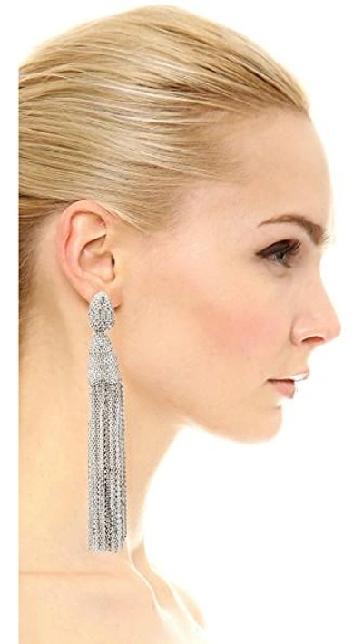 Shop Oscar De La Renta Classic Chain Tassel Earrings In Silver