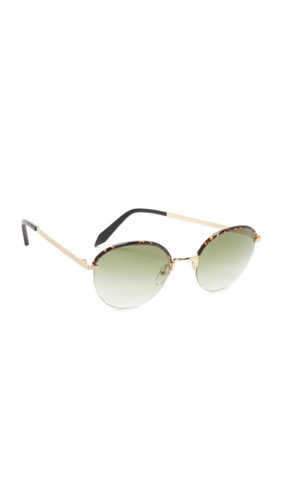Victoria Beckham Windsor Round Sunglasses In Amber Tortoise/brown