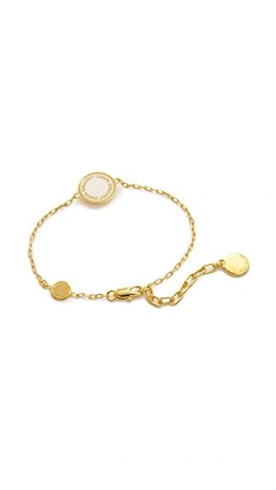 Shop Marc Jacobs Enamel Logo Disc Bracelet In Cream