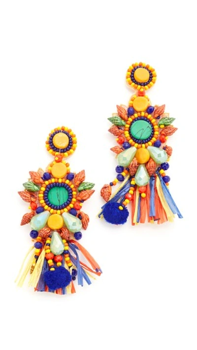 All Things Mochi African Raffia Circle Earrings In Multi