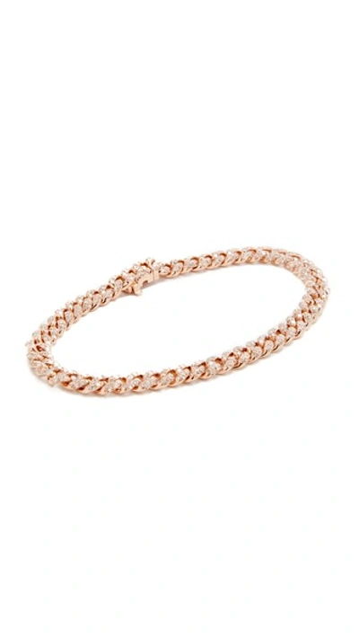 Shay 18k Rose Gold Mini Pave Link Choker Necklace In Gold/white Diamond