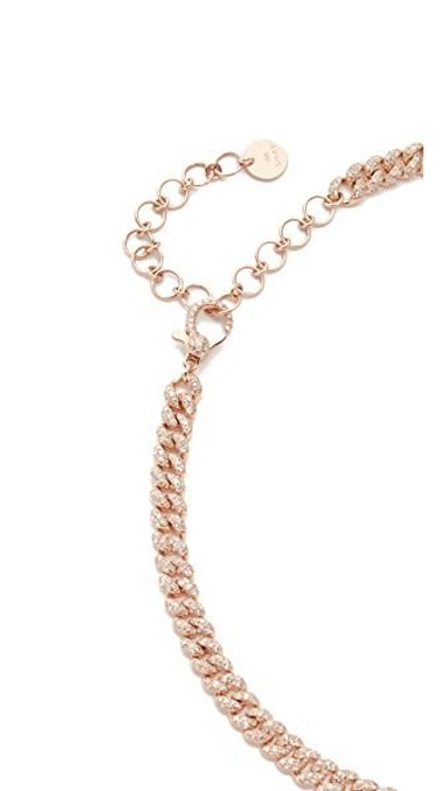 Shop Shay 18k Rose Gold Mini Pave Link Choker Necklace In Rose Gold/white Diamond