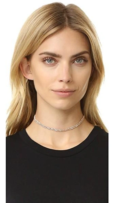 Shop Shay 18k Rose Gold Mini Pave Link Choker Necklace In Rose Gold/white Diamond