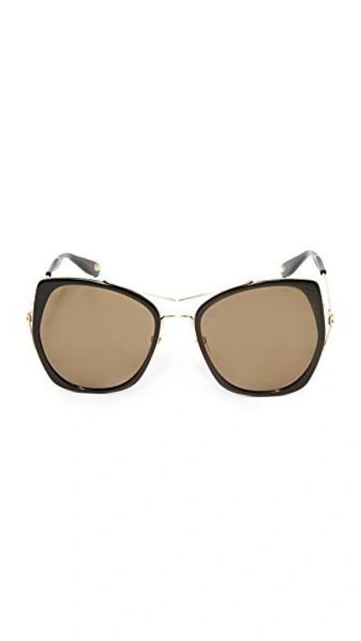 Shop Givenchy Arrow Aviator Sunglasses In Black Gold/brown