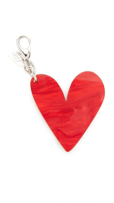 Edie Parker Heart Bag Charm In Red-gold