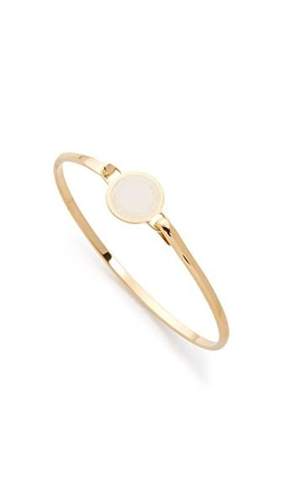 Shop Marc Jacobs Enamel Logo Disc Hinge Bracelet In Cream