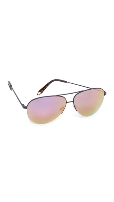 Shop Victoria Beckham Classic Victoria Sunglasses In Black/rose