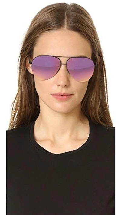 Shop Victoria Beckham Classic Victoria Sunglasses In Black/rose