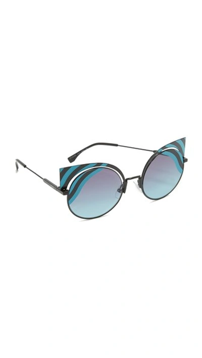 Fendi Hypnoshine Striped Cutout Sunglasses In Blue