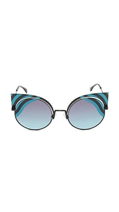 Shop Fendi Hyposhine Sunglasses In Turquoise/blue Aqua