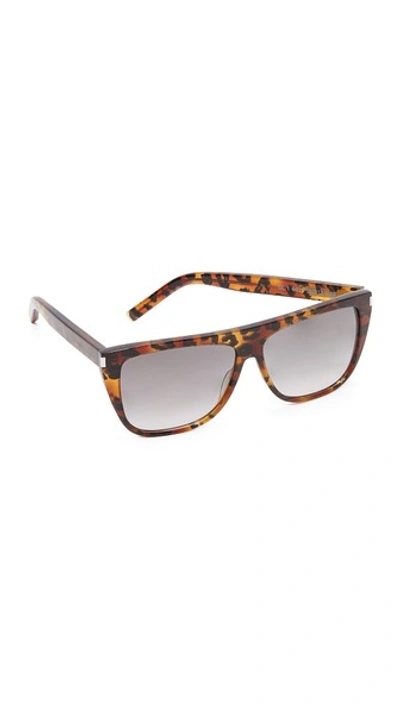 Saint Laurent Sl 1 59mm Leopard-print Flat-top Sunglasses In Brown