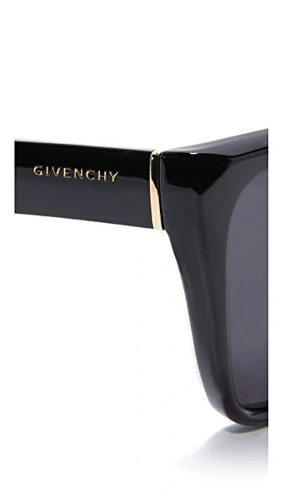 Shop Givenchy Flat Top Sunglasses In Shiny Black/grey