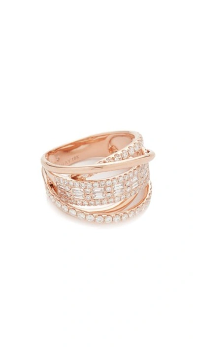 Shay Essential Orbit Diamond 18k Gold Ring In Rose Gold/white Diamond