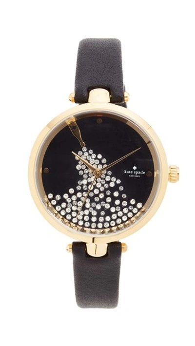 Shop Kate Spade Holland Novelty Watch In Black/gold