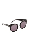 Stella Mccartney Rounded Cat Eye Sunglasses In Black/smoke