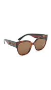 Gucci Special Edition Oversized Square Sunglasses, Tortoise/green/red In Havana/ Brown