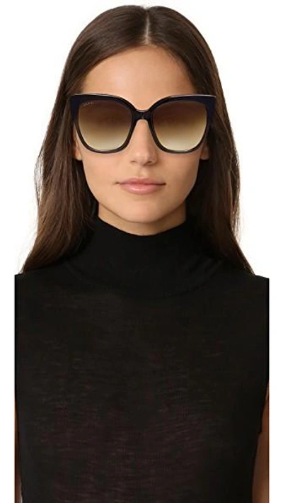 Shop Gucci Oversized Tiger Sunglasses In Black/green