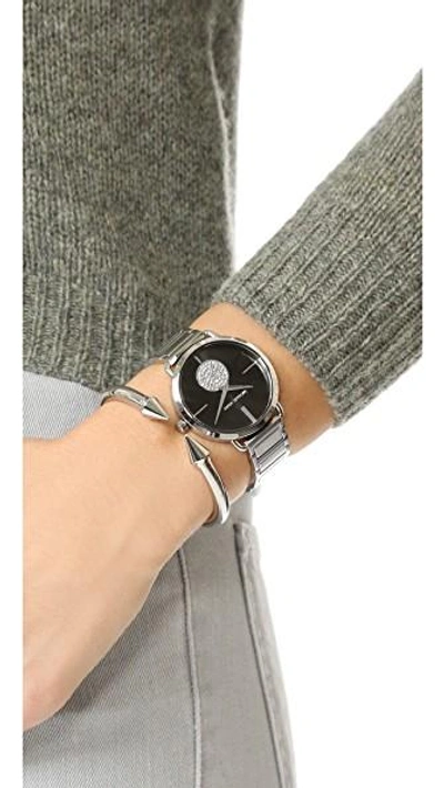 Shop Michael Kors Partia Watch In Silver/black