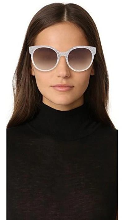 Shop Gucci Urban Pop Round Sunglasses In Glitter Silver/brown