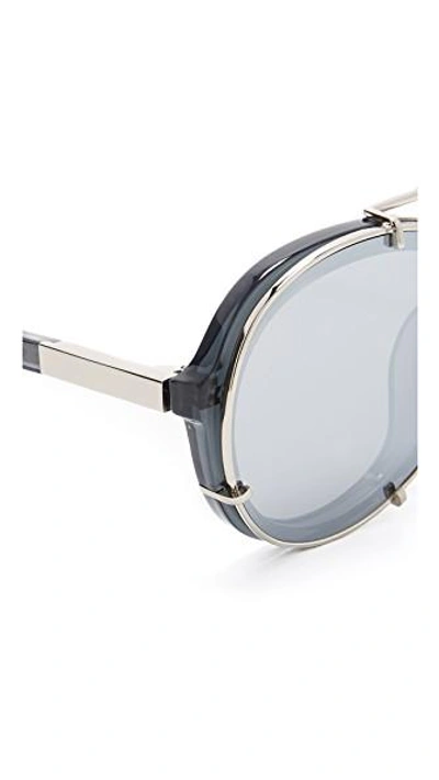 Shop 3.1 Phillip Lim / フィリップ リム Round Aviator Mirrored Sunglasses In Silver/silver
