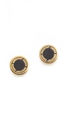 MARC JACOBS ENAMEL LOGO DISC STUD EARRINGS