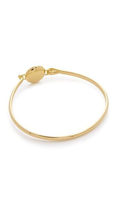 Shop Marc Jacobs Enamel Logo Disc Hinge Bracelet In Black/oro
