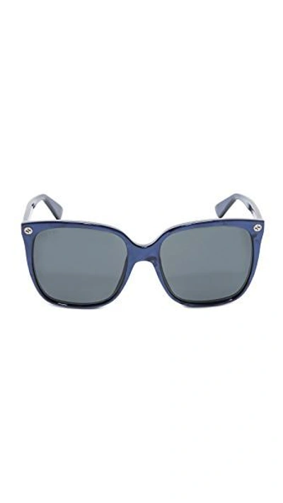 Shop Gucci Lightness Square Sunglasses In Pearled Blue/gray