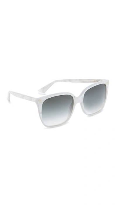Gucci Lightness Square Sunglasses In Pearled White/green