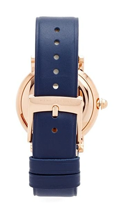 Shop Marc Jacobs Classic Watch In Rose Gold/navy Satin/navy