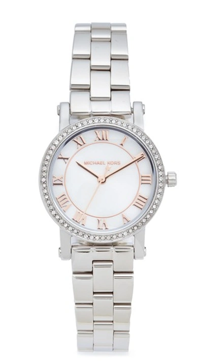 Michael Kors Petite Norie Pave Bracelet Watch, 28mm In White/silver