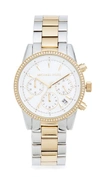 Michael Kors Women's Ritz Two-tone Stainless Steel Chronograph Bracelet Watch In Silver/gold