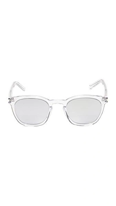 Shop Saint Laurent Sl 28 Mirrored Sunglasses In Crystal/silver