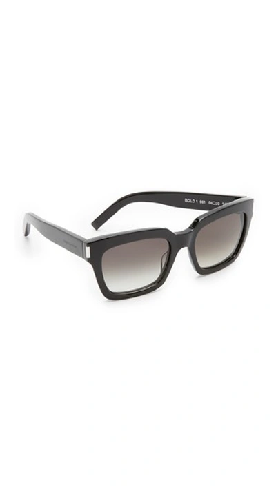 Shop Saint Laurent Bold 1 Sunglasses In Black/grey