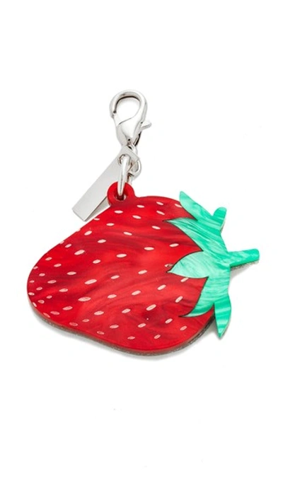 Edie Parker Acrylic Strawberry Key Charm, Red