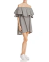 MLM LABEL Shoulder Ruffle Dress,2460453BLACK/WHITEGINGHAM