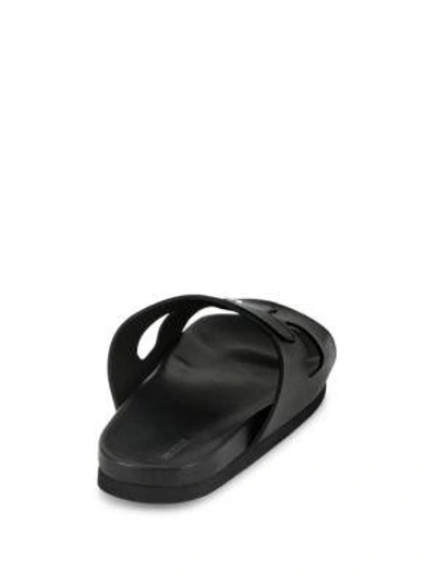 Shop Neil Barrett Thunderbolt Leather Slides In Black