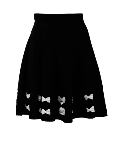 Shop Alexander Mcqueen Stitch Detail Skirt In Blk-ivry
