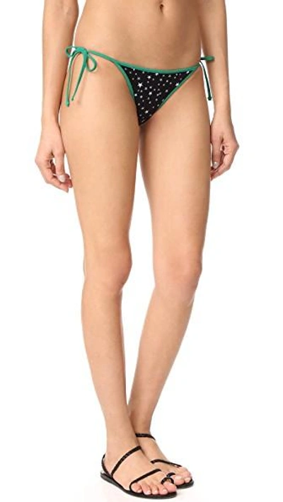 Shop Diane Von Furstenberg Reversible String Bikini Bottoms In Becket Black/surf Grey/viete