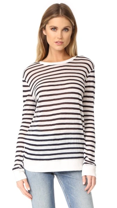 Alexander Wang T Long Sleeve Crew Neck Tee In Ink And Ivory